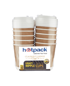12 Oz Kraft Ripple Paper Cup With Lid 10 Pieces